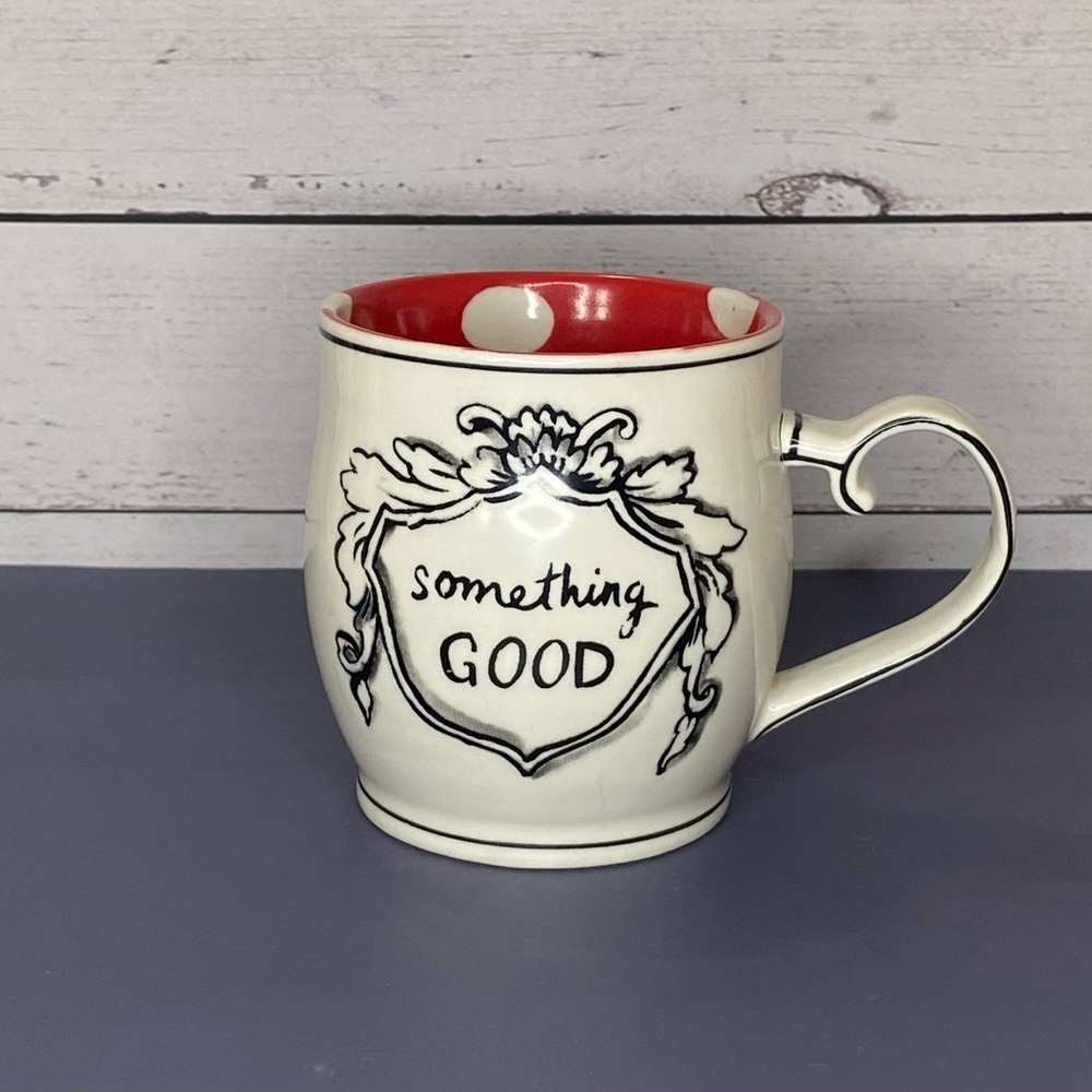 Molly Hatch for Anthropology “Something Good” Red Motif Crown Leaf Mug, 14oz